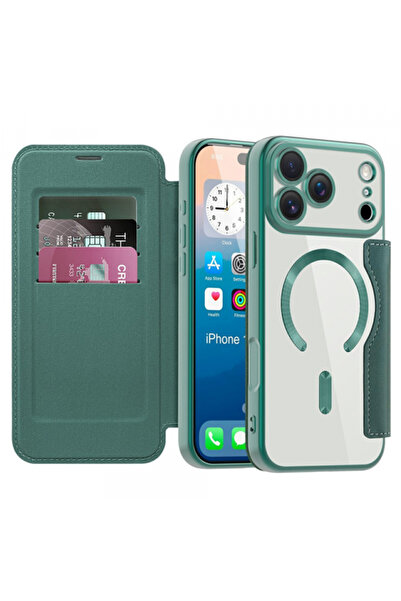 Apple MagSafe Case for iPhone 17 Pro Max, Techsuit, SmartMag Book, Green