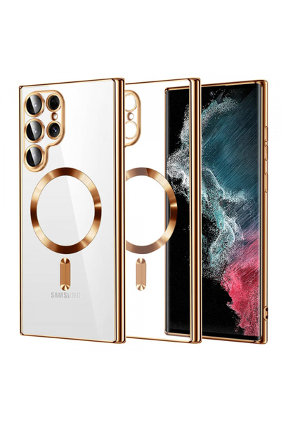 Samsung Husa MagSafe pentru Galaxy S22 Ultra 5G S908, Techsuit, Luxury Crystal, Aurie