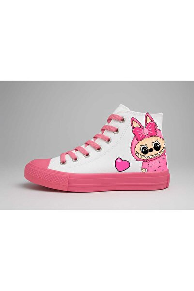 LİASSHOES حذاء رياضي للأطفال من القماش باللون الأبيض والوردي من نوع pink mons...