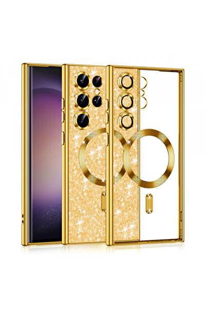 Samsung MagSafe Case for Galaxy S23 Ultra S918, Techsuit, Luxury Glitter, Gold