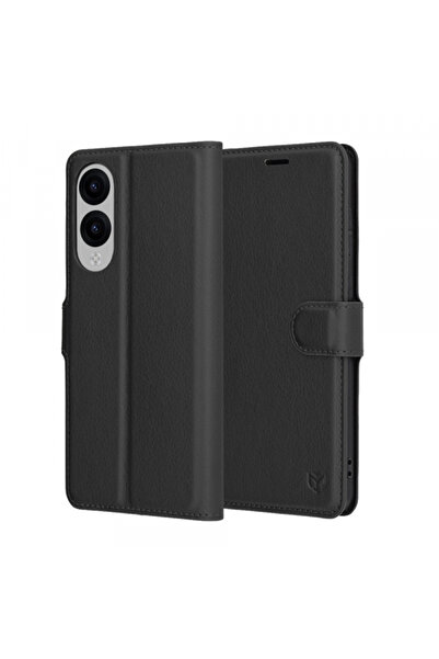 Samsung Case for Galaxy S25 Edge S937, Techsuit, Leather Folio, Black