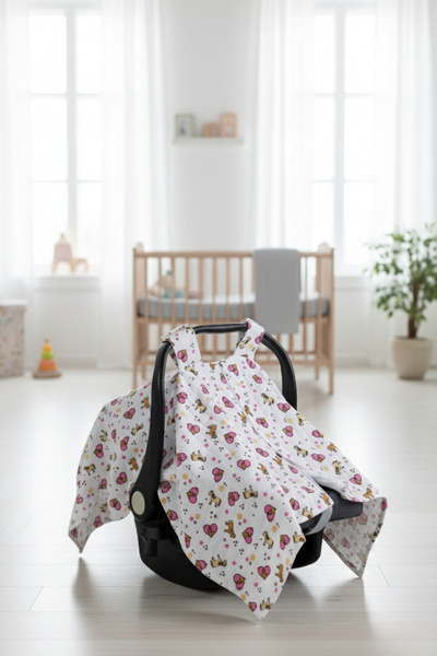 Salvia Dione Muslin Stroller Cover - 100% Cotton, Adjustable, Zippered Baby Girl Stroller Cover