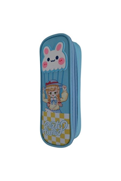 OEM Girls' pencil case with a single compartment Y8956, light blue