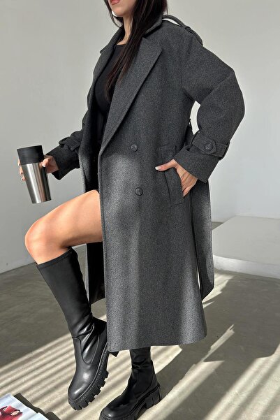 My Loore Palton de damă antracit molton lungime midi MLB00007