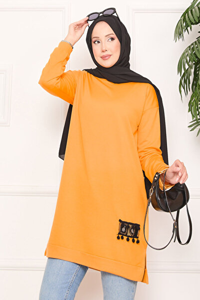 EBRUTESETTÜR Stone Embroidered Pompom Hijab Tunic