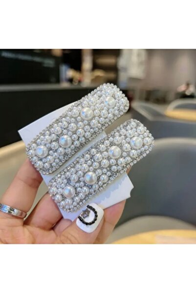 Accessories Hei Korean Pearl Chic Elegant Women Hair Accessory Rectangle Barrette 1Pcs