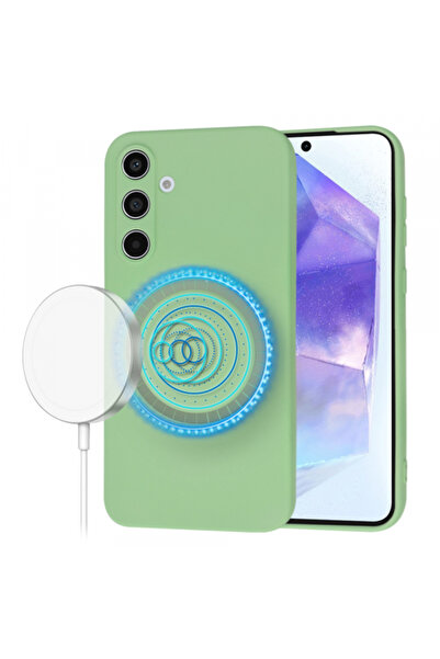 Samsung Husa MagSafe pentru Galaxy A55 5G A556, Techsuit, SoftFlex, Verde Des...