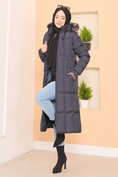 EBRUTESETTÜR Inflatable Coat with Fur Hood and Portable Belt
