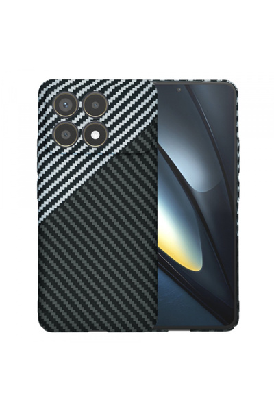 Xiaomi Case for Poco F6 Pro, Techsuit, Carbonite FiberShell, Black Gray