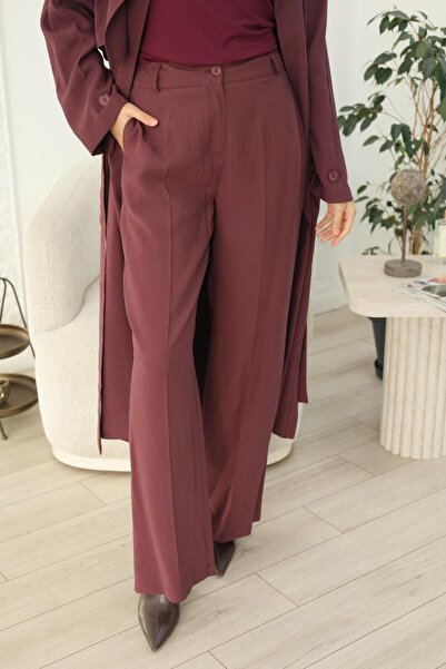 QOOQ STORE QOOQ Kumaş Pantolon Bordo 26fw319