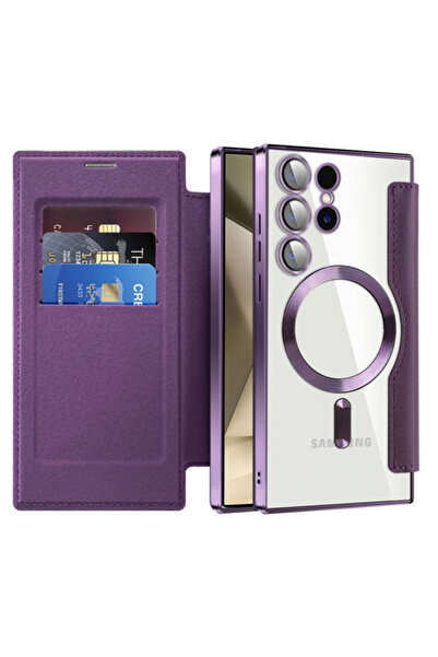 Samsung Husa MagSafe pentru Galaxy S24 Ultra S928, Techsuit, SmartMag Book, Mov