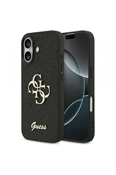 Apple Husa pentru iPhone 17, Guess, Fixed Glitter Big 4G, Neagra