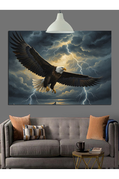 KanvasSepeti Fırtınalı Havada Uçan Kartal Yağlı boya Dokulu Yüksek kaliteli K...