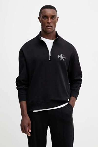 Calvin Klein Ls Eu 350Terry Micro Monologo Qt Men's Zipper Sweatshirt