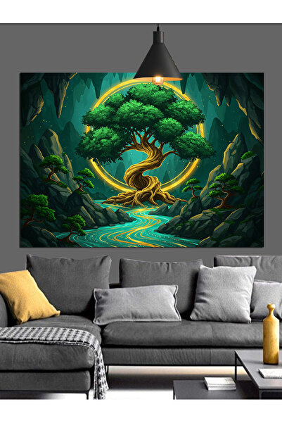 KanvasSepeti Arborele vieții strălucitor Pictură în ulei de înaltă calitate t...