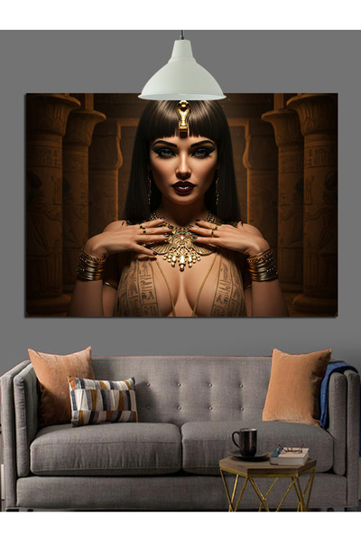 Artmeg Mysterious Woman Gold Jewelry Decorative Canvas - Mdf Wood Painting