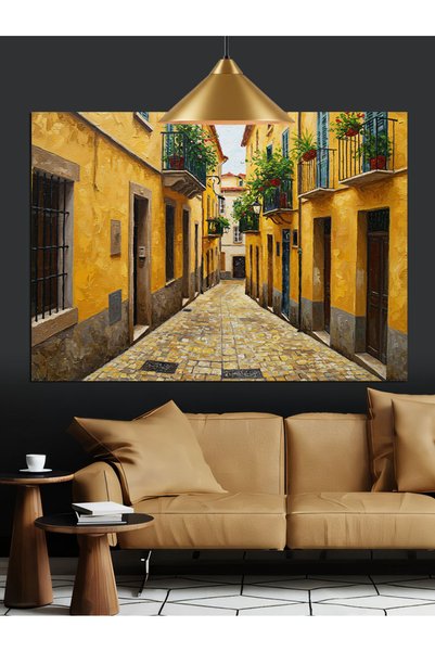 Artmeg Pânză decorativă cu străzi de piatră italienești vechi - Tablou din le...