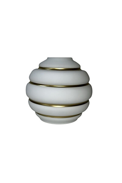 Uçar Modern Beyaz Renk Gold Çizgili Renkli Avize Camı 1 Adet Yedek Avize Camı