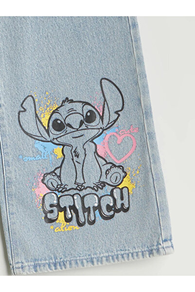 LC Waikiki Pantaloni de jeans pentru fete cu imprimeu Wideleg Stitch