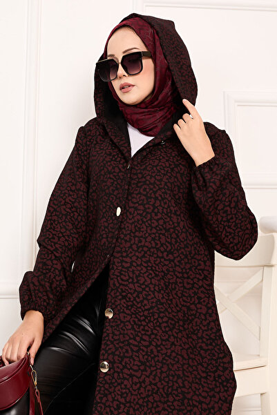 EBRUTESETTÜR Leopard Print Buttoned Cashmere Cap