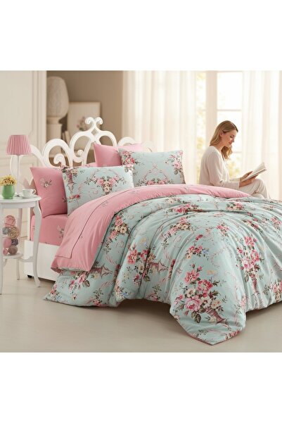 Comfort Craft طقم غطاء لحاف مزدوج سهل الكي من ألانور باللون الوردي النعناعي