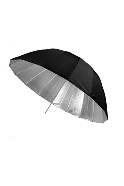 Generic Umbrelă parabolică de studio cu reflexie argintie - neagră 180cm - 16 spițe