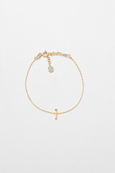 So CHIC... My Story İ Harfi 18 Ayar Sarı Altın Kaplama 18 Cm Gümüş Bileklik