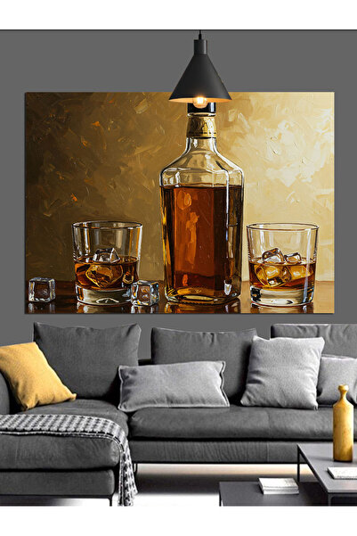 KanvasSepeti Whisky Ice Cup Pictură în ulei de înaltă calitate texturat Canva...