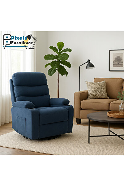 PixelsFurniture Pixel Furniture Recliner Chair with Cup Holders, Fabric Rocki...