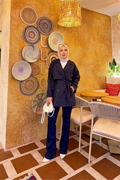 EBRUTESETTÜR Kemerli Apolet Detaylı Premium Trençkot