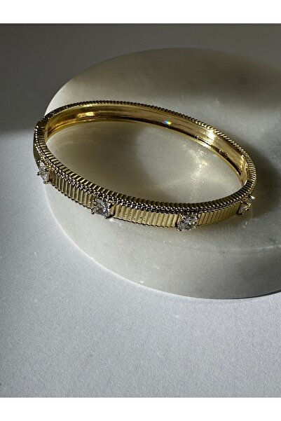 Lika Çelik kelepçe zirkon taşlı bileklik