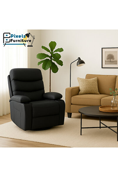 PixelsFurniture Pixel Furniture Recliner Chair with Cup Holders, Fabric Rocki...