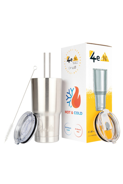 4en OutDoor Vakumlu Paslanmaz Çelik Termos Bardak 0.59 Lt- 2 Kapak - 2 Metal ...