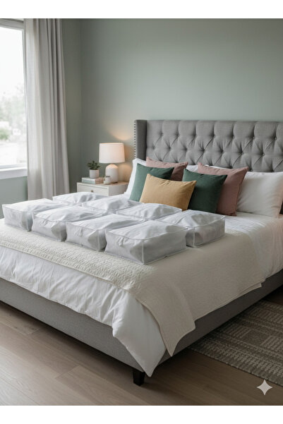 YELLOW STARY HOME DECOR 8-Piece White Large Under-Bed & Sofa Bed Type Interli...