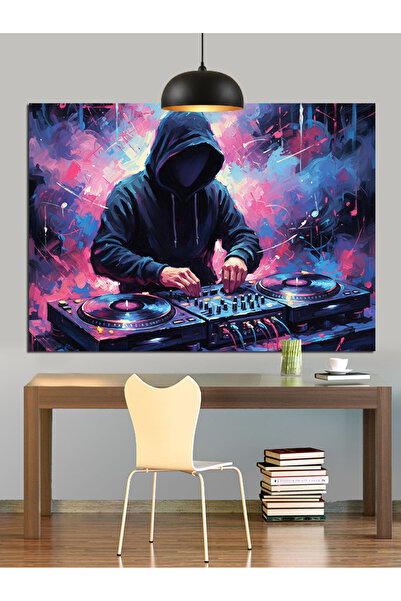 Artmeg Kapüşonlu Adam Music Dj Pânză decorativă - Tablou din lemn MDF