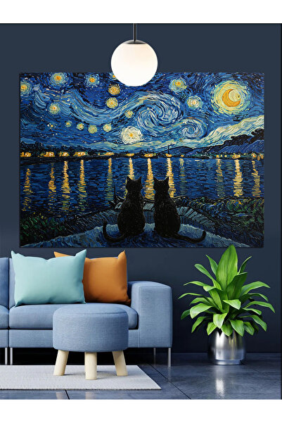 KanvasSepeti Van Gogh Starry Pictură în ulei de înaltă calitate texturat Canv...