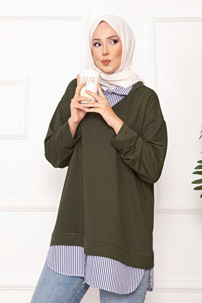 EBRUTESETTÜR Striped Shirt Garnished Tunic