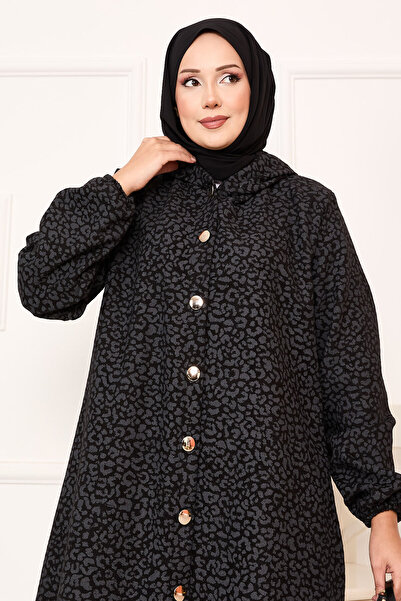 EBRUTESETTÜR Leopard Print Buttoned Cashmere Cap