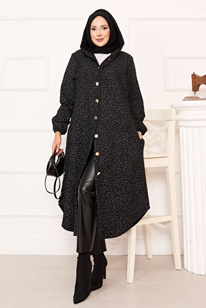 EBRUTESETTÜR Leopard Print Buttoned Cashmere Cap