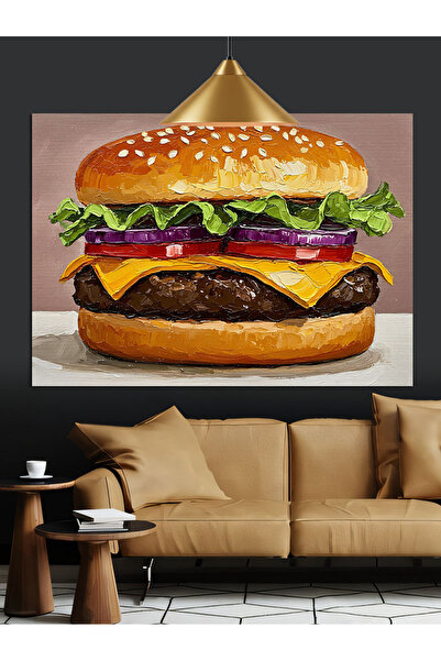 Artmeg Pânză decorativă cu strat dublu pentru hamburger cu brânză mare - Masă...
