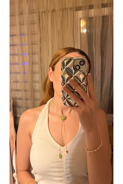 Store Çelik Gold Papatya Model Y Kolye Ayarlanabilir Uzunluk