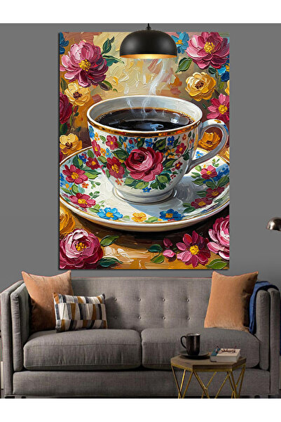 KanvasSepeti Cafeaua turcească Pictură în ulei de înaltă calitate texturat Ca...