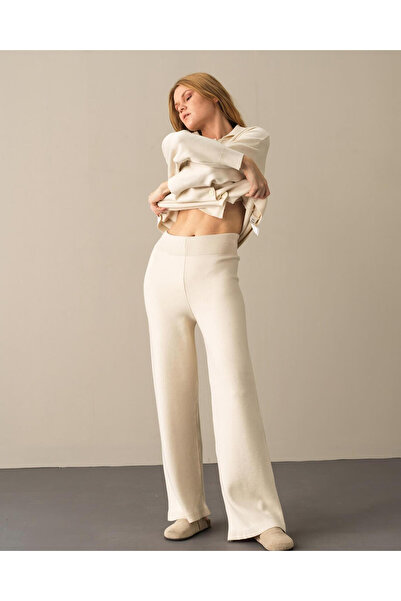 Jose Clothing Women's Ecru Premium Yarn Knitwear Pants