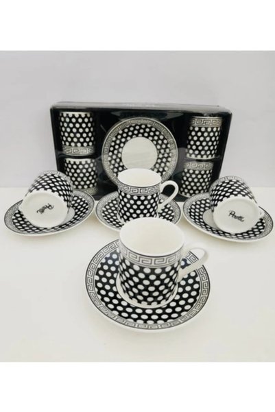 GenelTedarik Porcelain 4-Piece Turkish Coffee Cup Set