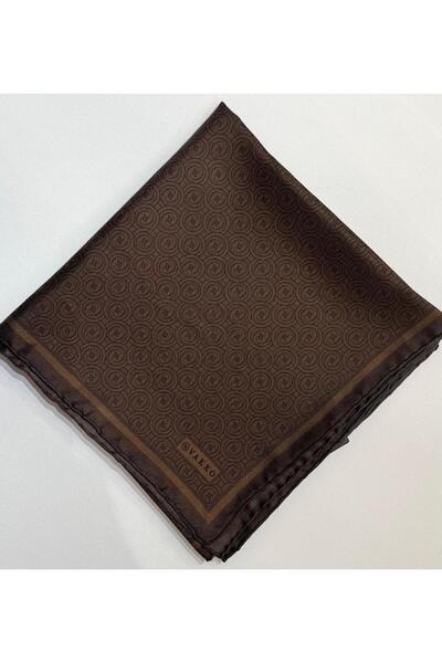 Vakko Tivil Monogram Silk Scarf 41408-Dark Brown