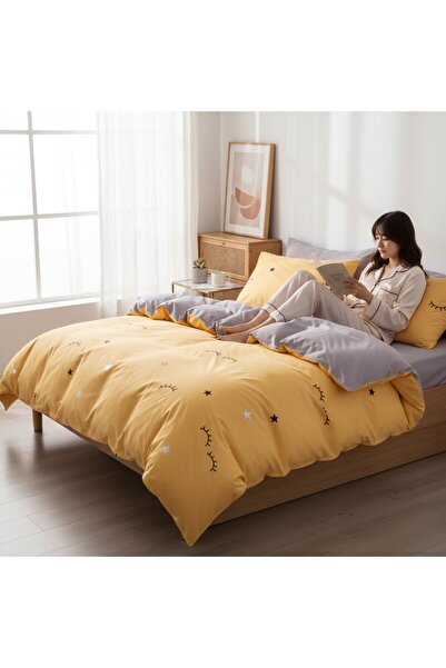 Comfort Craft Duvet Cover Set Double Size Printed Dide Yellow Mature