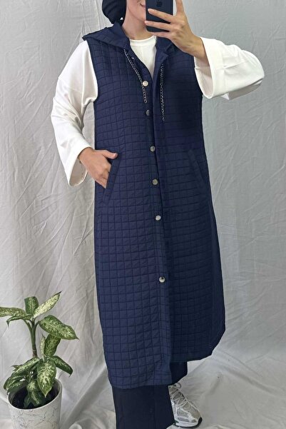 Asya Karen Quilted Patterned Long Vest