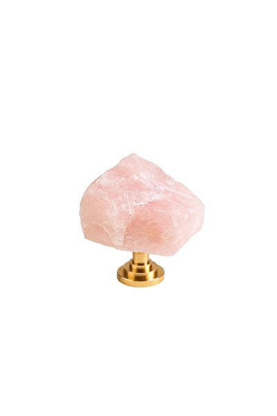 Onuvio Crystal and Semi-Precious Stone Knob Furniture Handle with Brass Base, Model M06 - Pink