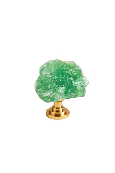 Onuvio Crystal and Semi-Precious Stone Knob Furniture Handle with Brass Base, Model M06 - Green