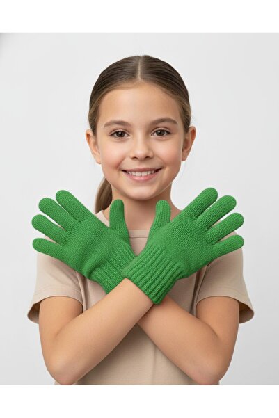 YESARİ Sıcak Tutan Çocuk Eldiveni Kışlık Örme Full Parmak Okul Eldiveni